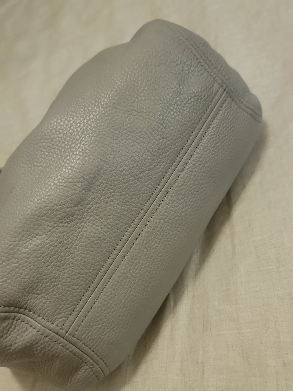 Michael Kors Pebbled Leather Hobo Bag in Light Gray with Silver MK Charm